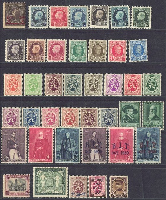 Belgia 1921 - Erä paremmilla sarjoilla ja postimerkeillä, erittäi