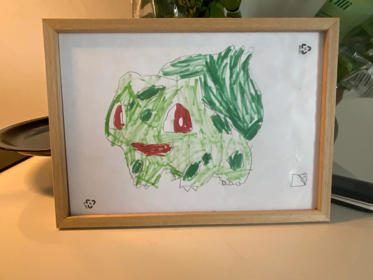 Bulbasaur-piirros taulu kehyksillä