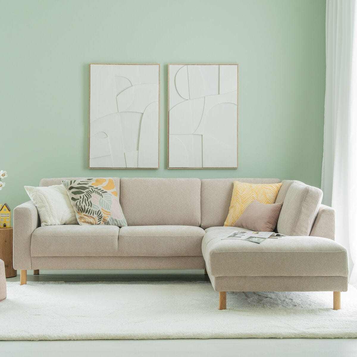 OUTLET Joki avokulmasohva oikea beige Storm 6, ei jalkoja, varast