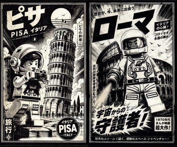 Æ (XX-XXI) - Set of 2 – LEGO Space Series: Roma & Pisa – Mixed Me