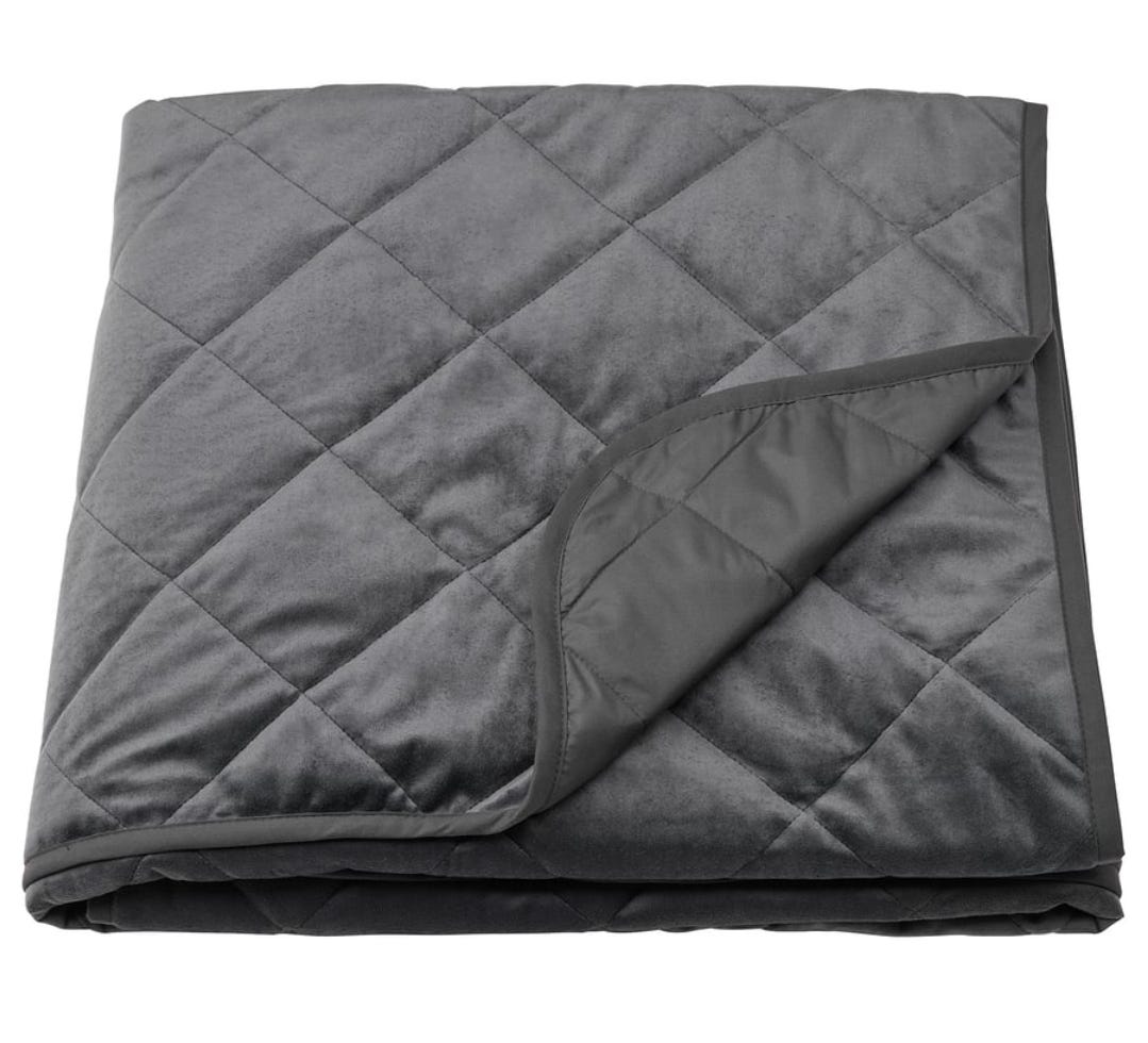 IKEA tummanharmaa päiväpeitto 260x250