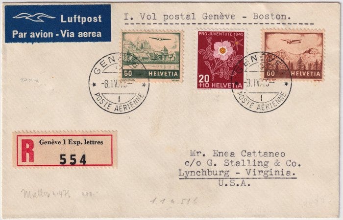 Sveitsi 1946 - 8 huhtikuuta 50+60 c. + 20-10 c. Unif A29/30 su ae