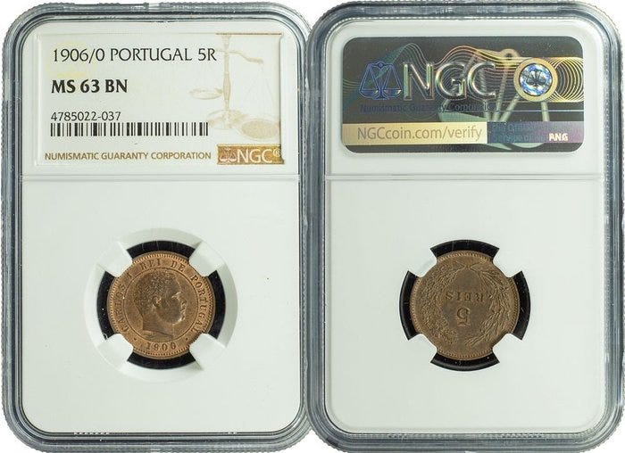 Portugali. Carlos I (1889-1908). 5 Reis Coin - Certified NGC (MS