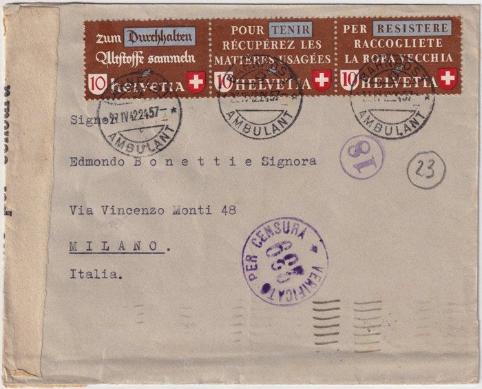 Sveitsi 1944 - 27. huhtikuuta Trittico pro materiae käytetty kolm