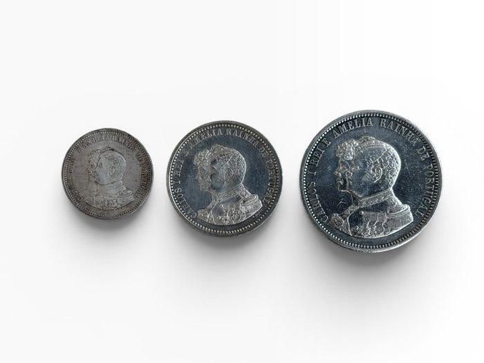 Portugali. 200 + 500 + 1000 Réis 1898 ()