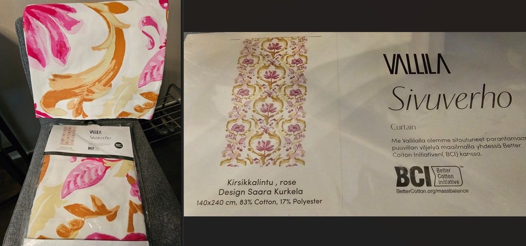 Vallila Kirsikkalintu sivuverhot