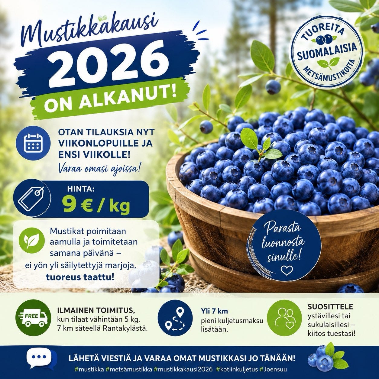 u{d83e}u{ded0} Mustikkakausi 2026 on alkanut! u{d83e}u{ded0}
