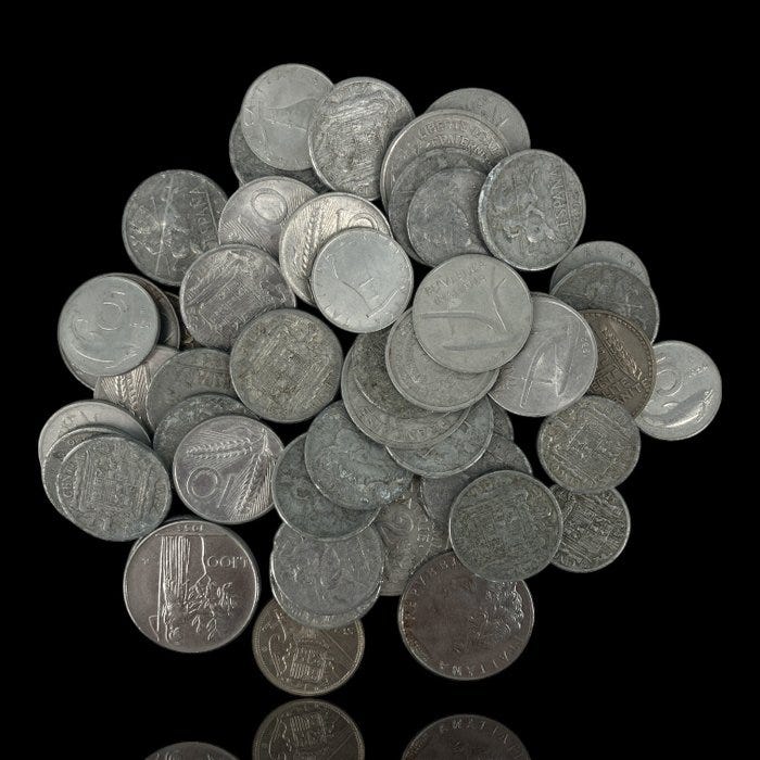 Maailma. Lote de 50 moedas do mundo em alumínio, Vários Países, D