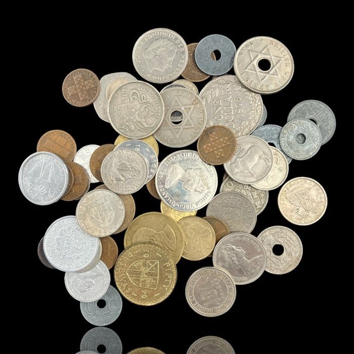 Maailma. Lote de 55 Moedas do Mundo, Vários Países, Metais, Denom