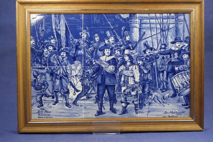 Laatta - Yön vartijat - Delfts Blauw - 1970-1980 - Rembrandtin Yö