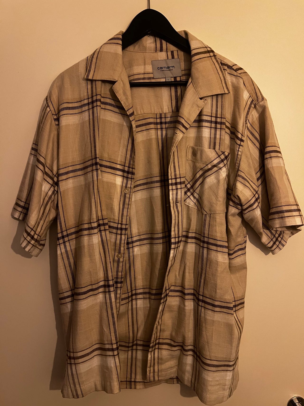 Carhartt ruudullinen miesten kauluspaita L beige puuvilla