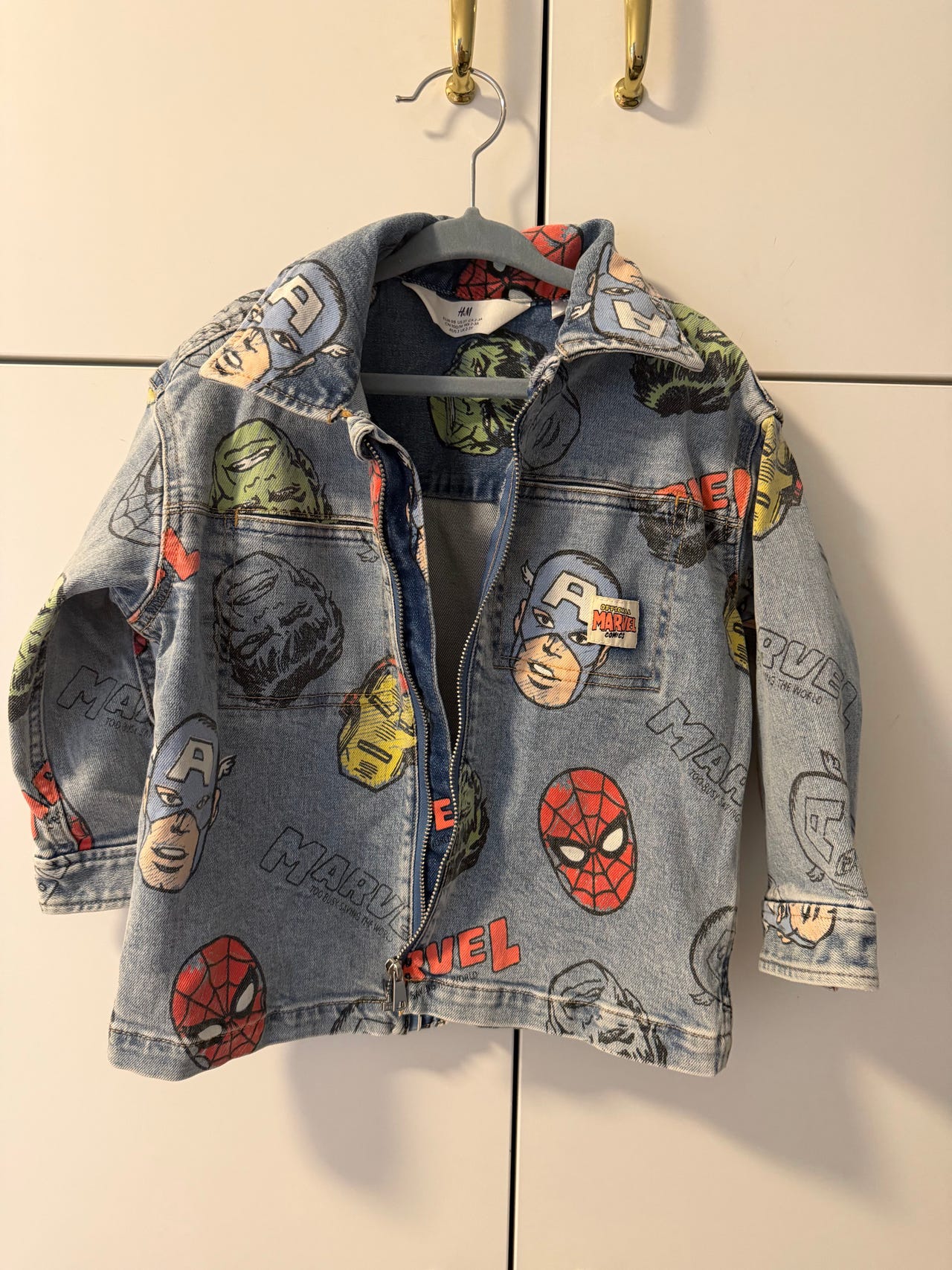 H&M farkkutakki Marvel-kuvio koko 98 kirjava unisex