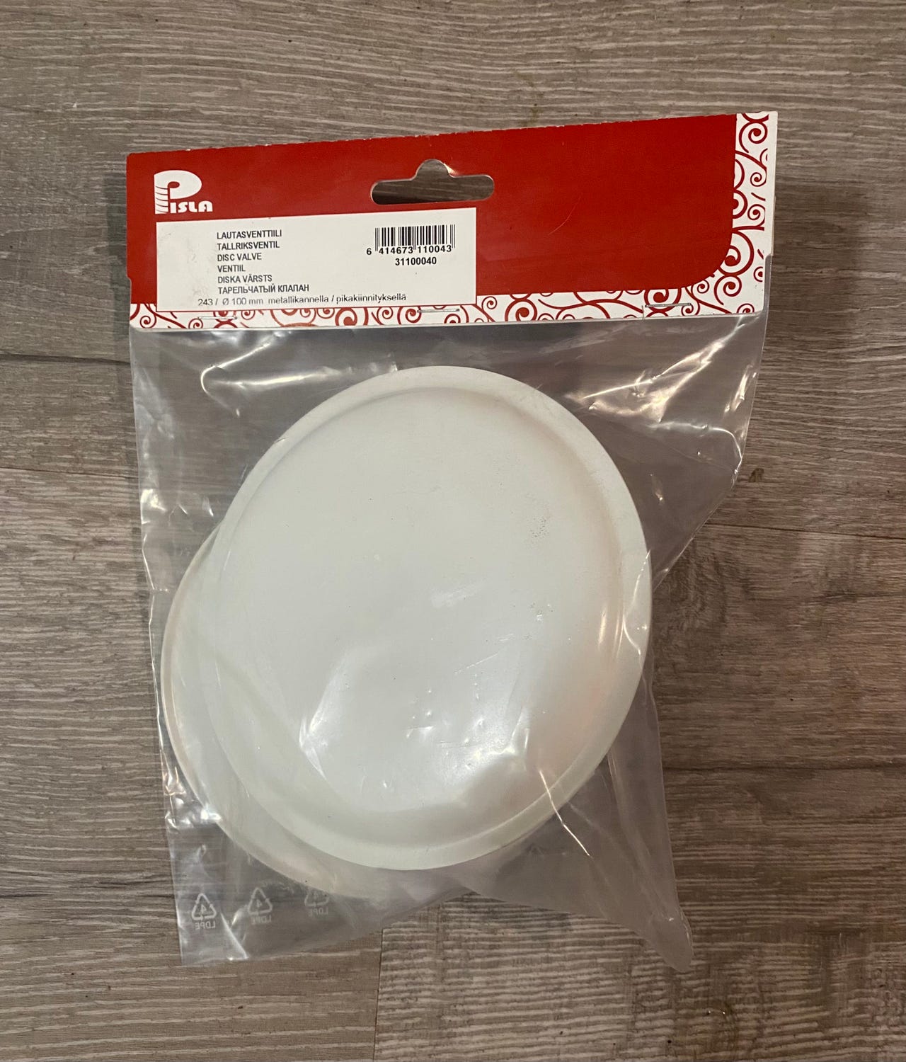 Piva pyöreä venttiilisäleikkö valkoinen