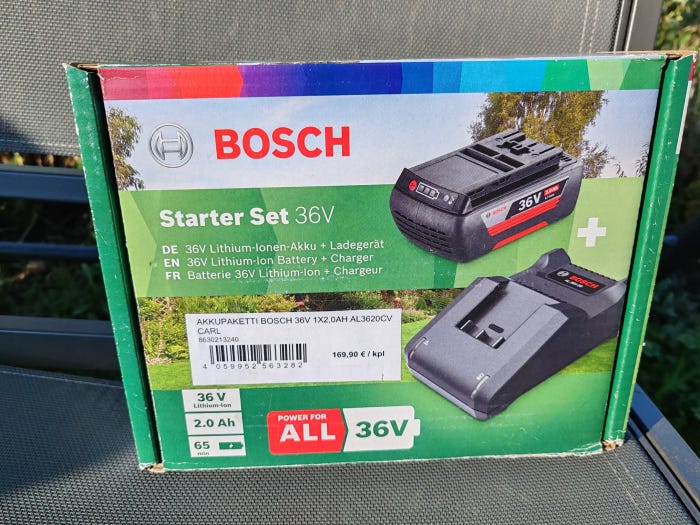 Uusi Bosch Starter Set 36 V akkupaketti laturi ja akku 2,0 Ah
