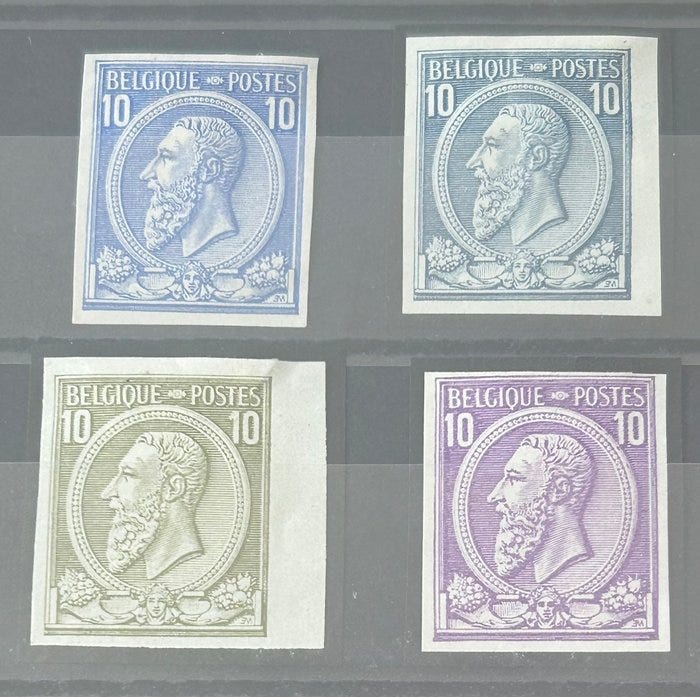 Belgia 1884 - Leopold II : 10c - koevedokset neljällä värillä PL