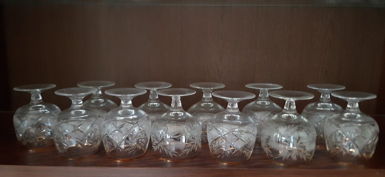 Vintage kristallikonjakkilasit 12kpl