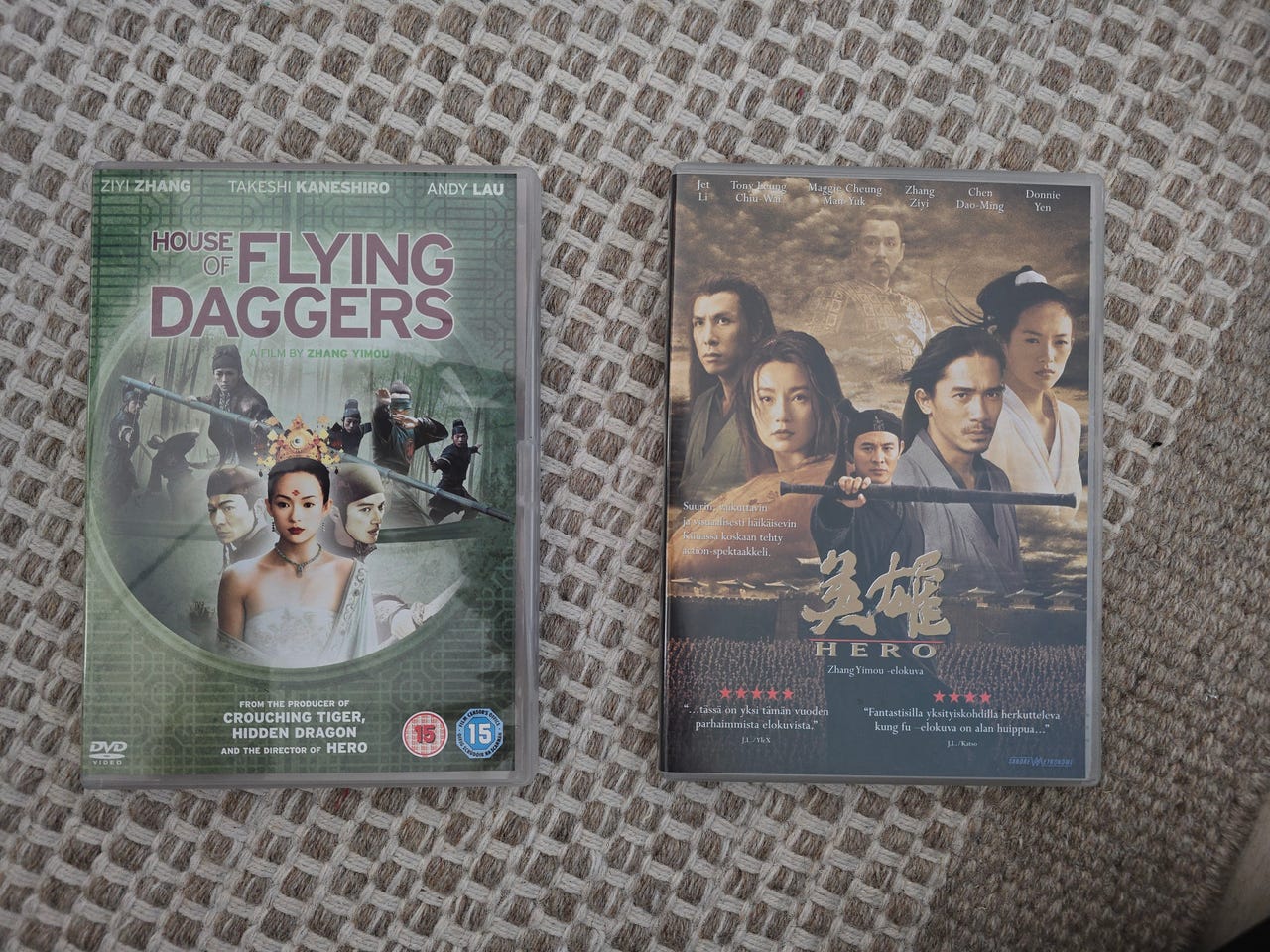 2 x Zhang Yimou DVD:tä (Hero & House of Flying Daggers)