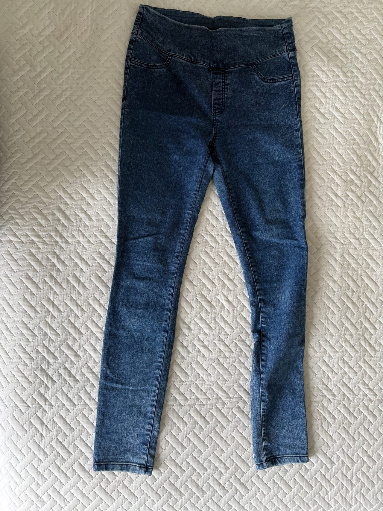 Siniset joustavat korkeavyötäröiset housut, FB Sister jeggings. K