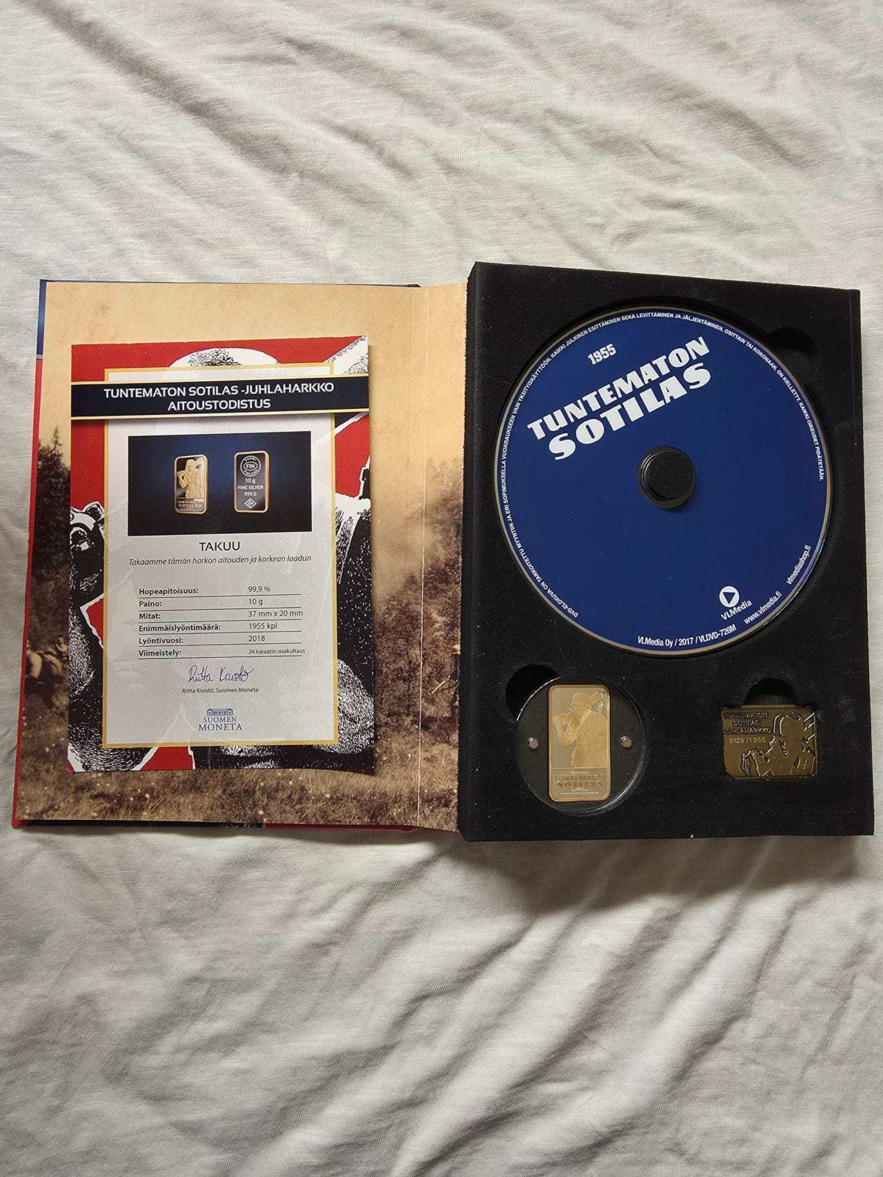 Tuntematon sotilas -juhlaharkko 10g + dvd