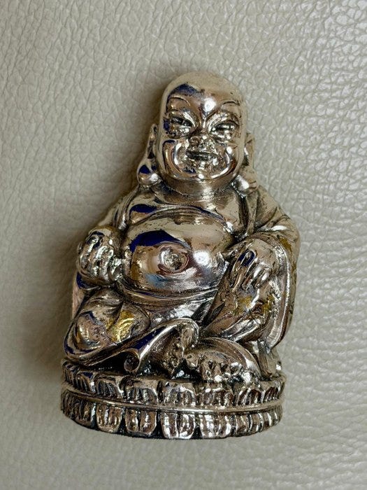 Figuriini - Buddha - Fully Hallmarked - .925 hopea