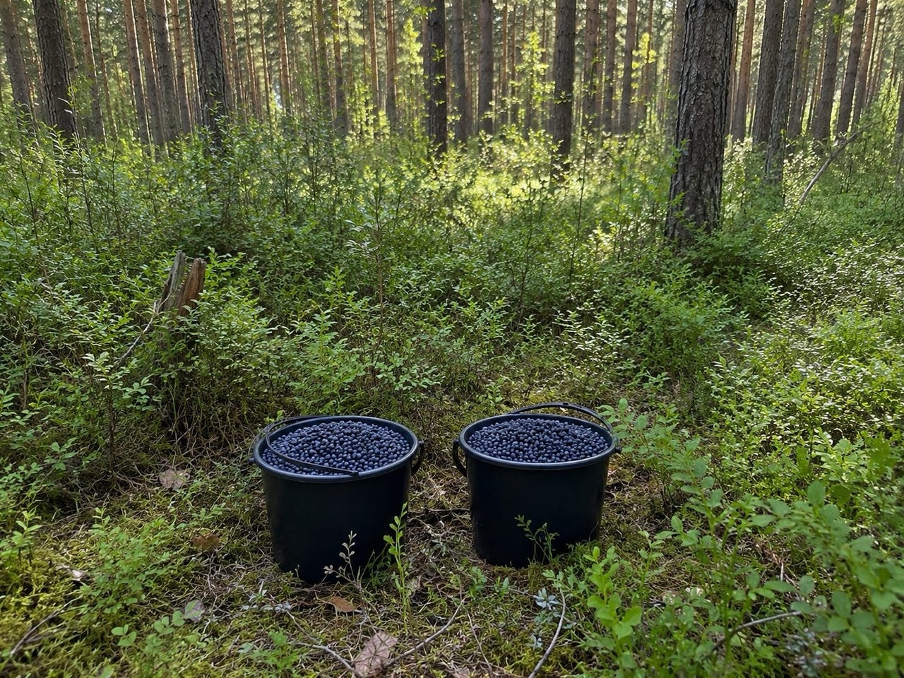 Mustikat ämpärissä