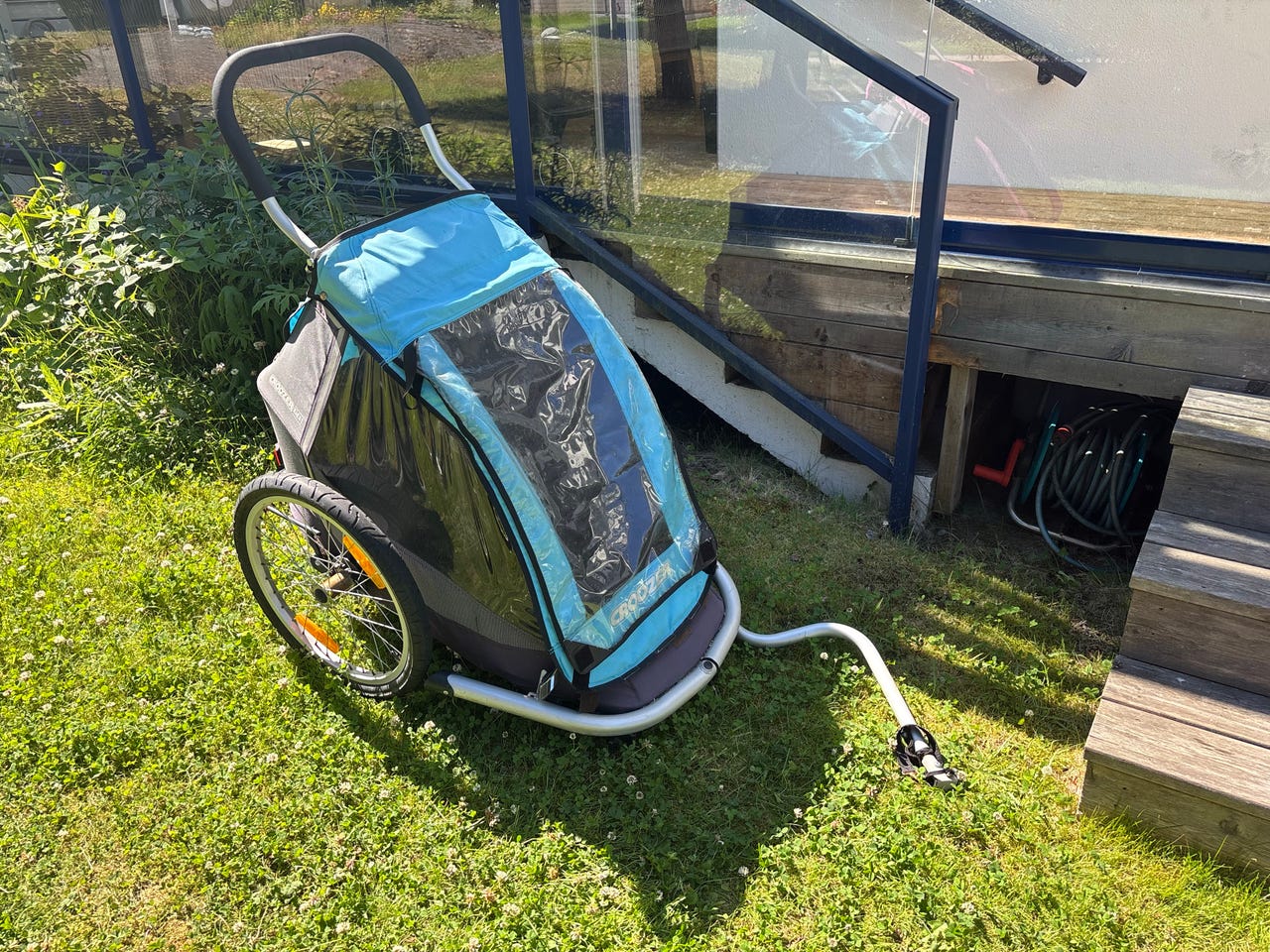 Croozer Kid for 1 pyöräkärry ja juoksurattaat turkoosi/harmaa