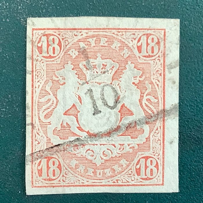 Bavaria 1867 - 18 Kreuzer vaakunakilpi samettireunainen, hyväksyt