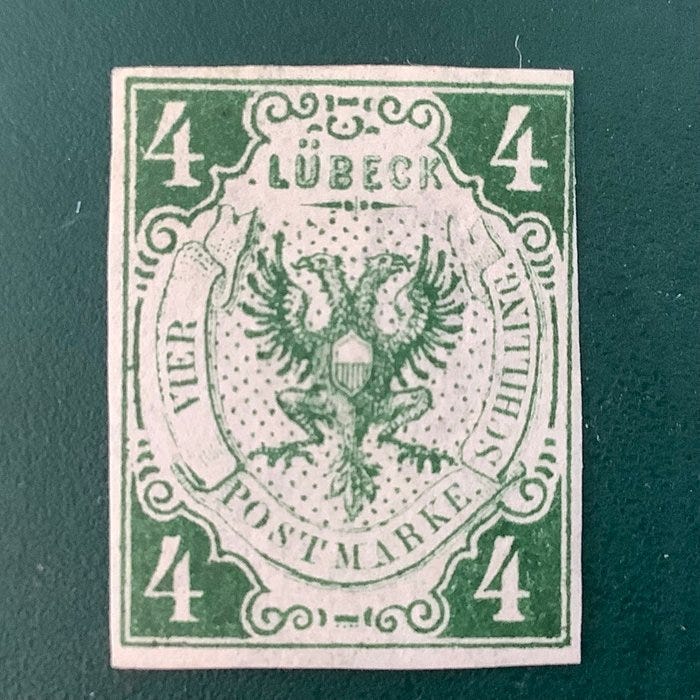Lyypekki 1859 - 4 Schillingin kotka - MNH - Michel 5a