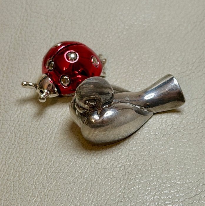 Figuriini - Ladybug & Pigeon Florence Hallmarked (2) - .970 hopea