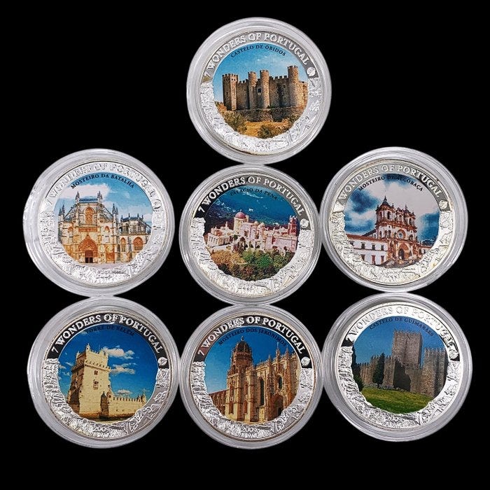 Cookinsaaret. 1 Dollar 2009, 7 Wonders of Portugal, 7 x COins ()