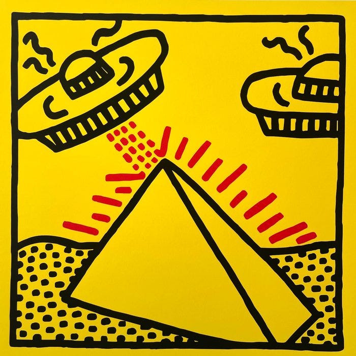 Keith Haring - Untitled (Pyramid with UFOs) - Artestar licensed p