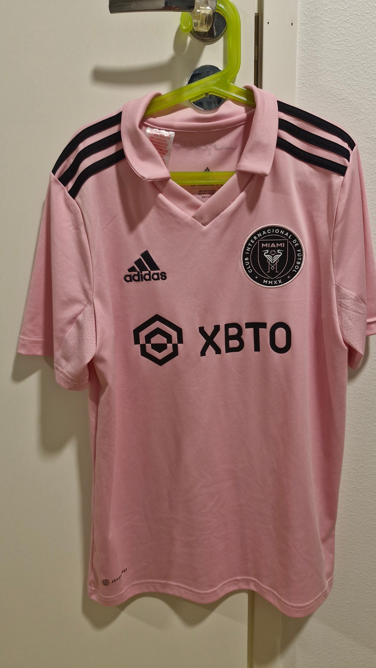 Messi Adidas Inter Miami jalkapallopaita koko 164 vaaleanpunainen