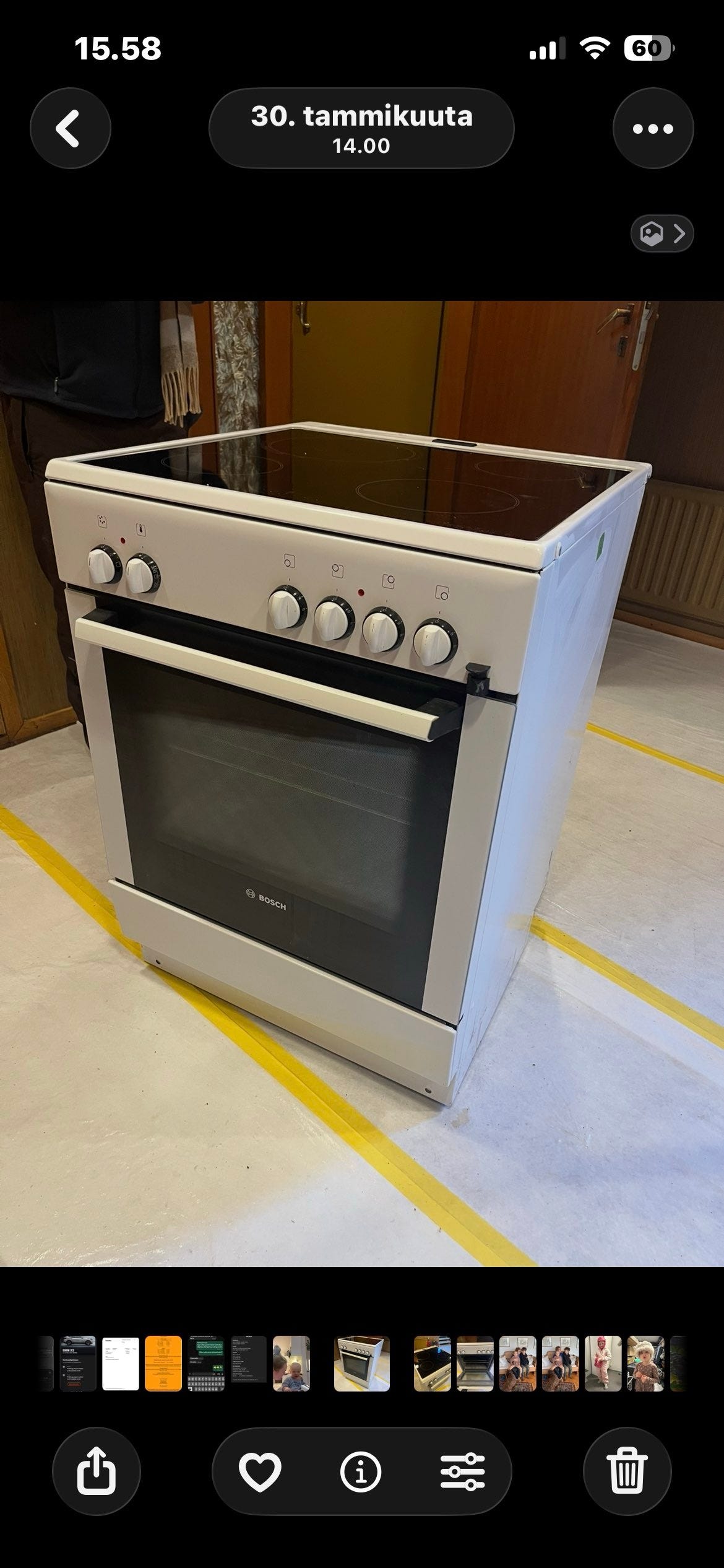 Bosch keraaminen liesi uunilla valkoinen