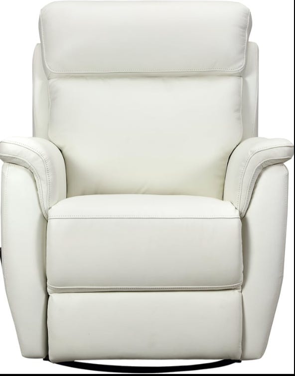Mekanismituoli Loungea Colorado Recliner, valkoinen nahka. Pyöriv