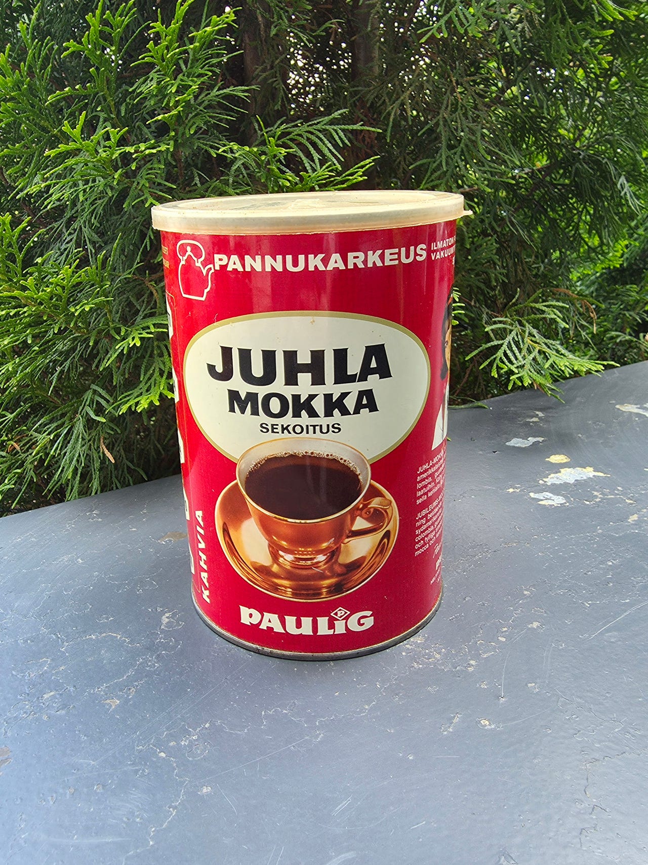 Juhla Mokka -vanha kahvipurkki