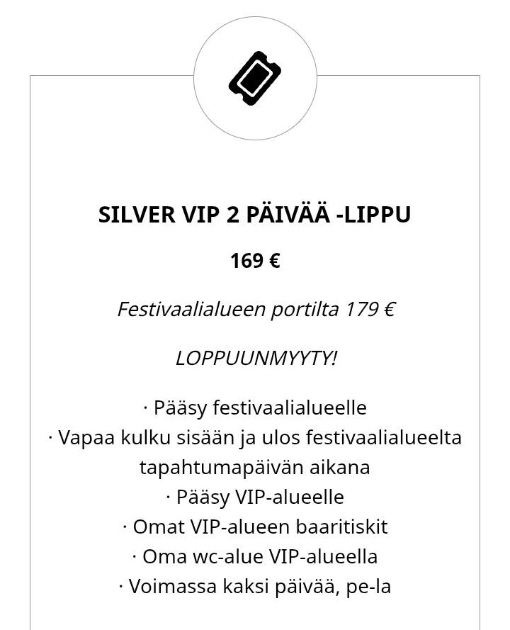 Salo Friends & Music Festival Silver VIP 2 päivää -festarilippu