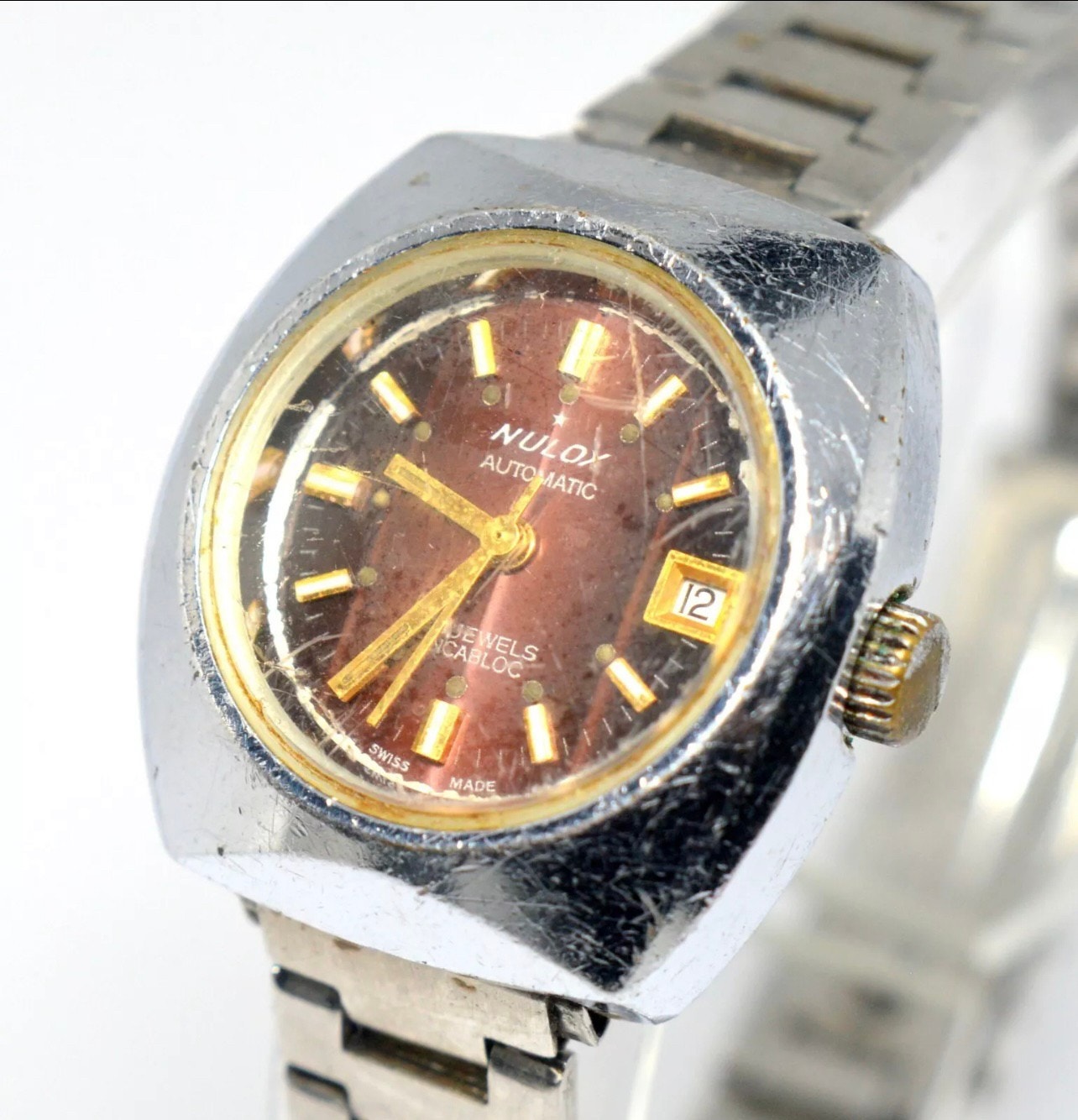 VINTAGE NULOX AUTOMATIC 21 JEWELS SVEITSIIN VALMISTETTU KELLO Tori - Main Image