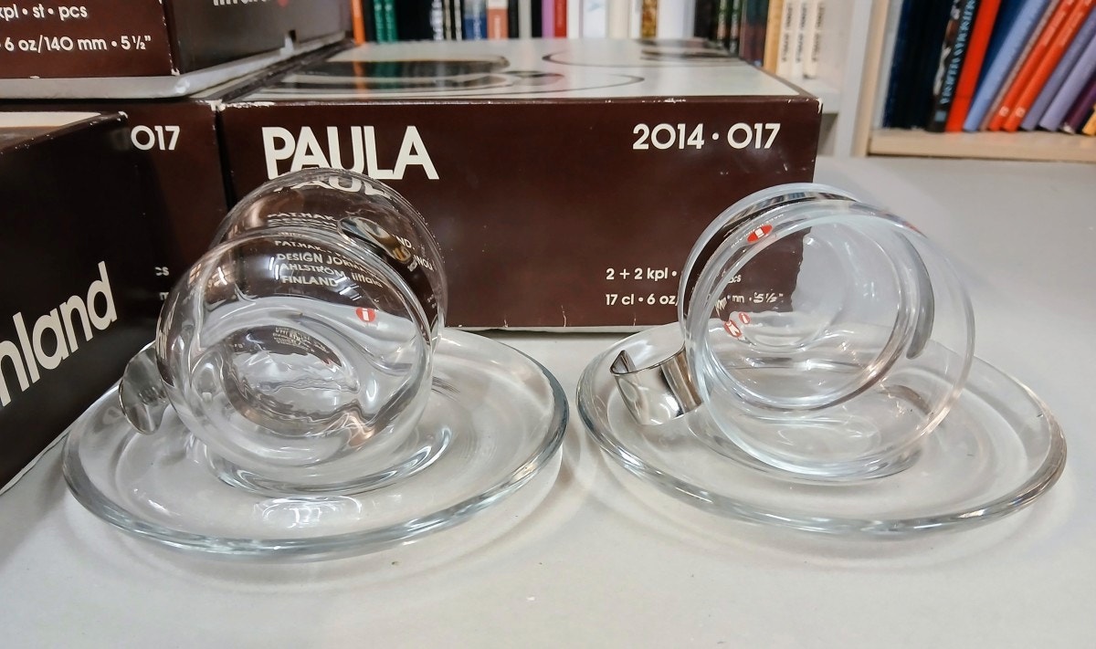 JORMA VENNOLA AHLSTRÖM Paula  Ahlström Iittala, Jorma Vennola, Paula, lämminjuomalasit 8 paria