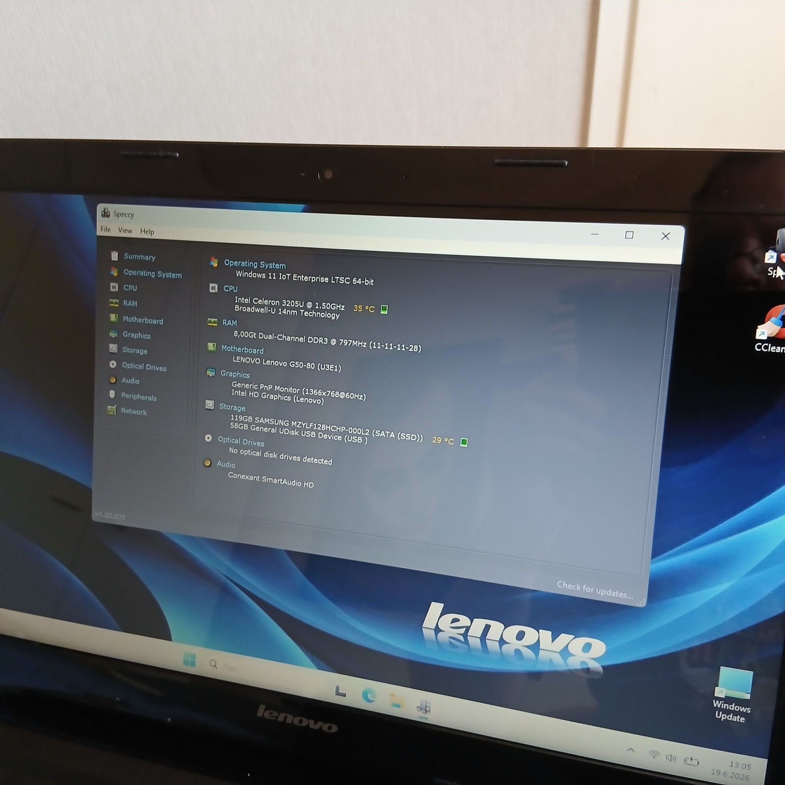 Lenovo G50-80, Win 11 (25H2), SSD 128Gb, 8Gb, uusi akku! | Tori