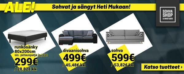 Kaupan Uusimaa Tuusula Helsinki Vantaa Espoo Kauniainen Kirkkonummi Vihti Kerava Järvenpää Sipoo Nurmijärvi Hyvinkää Riihimäki Sohvashop-Unistudio bannerikuva
