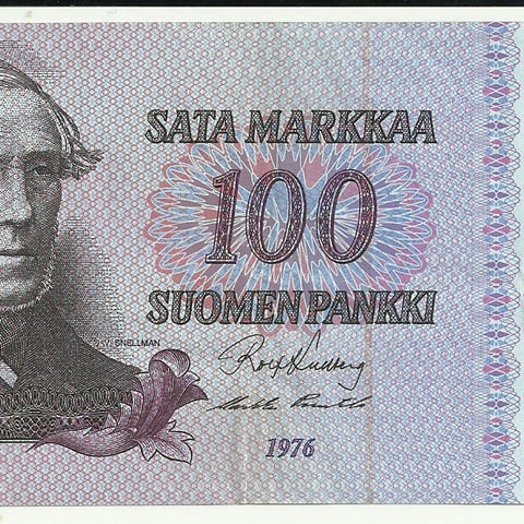 Suomen Pankki 100 markkaa seteli 1986 Liit.A No 5234217561 | Tori