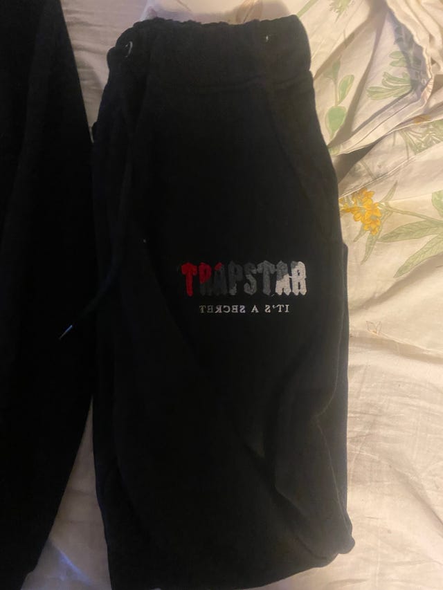 Trapstar Chenille Decoded Hoodie Tracksuit Black/Red Tori