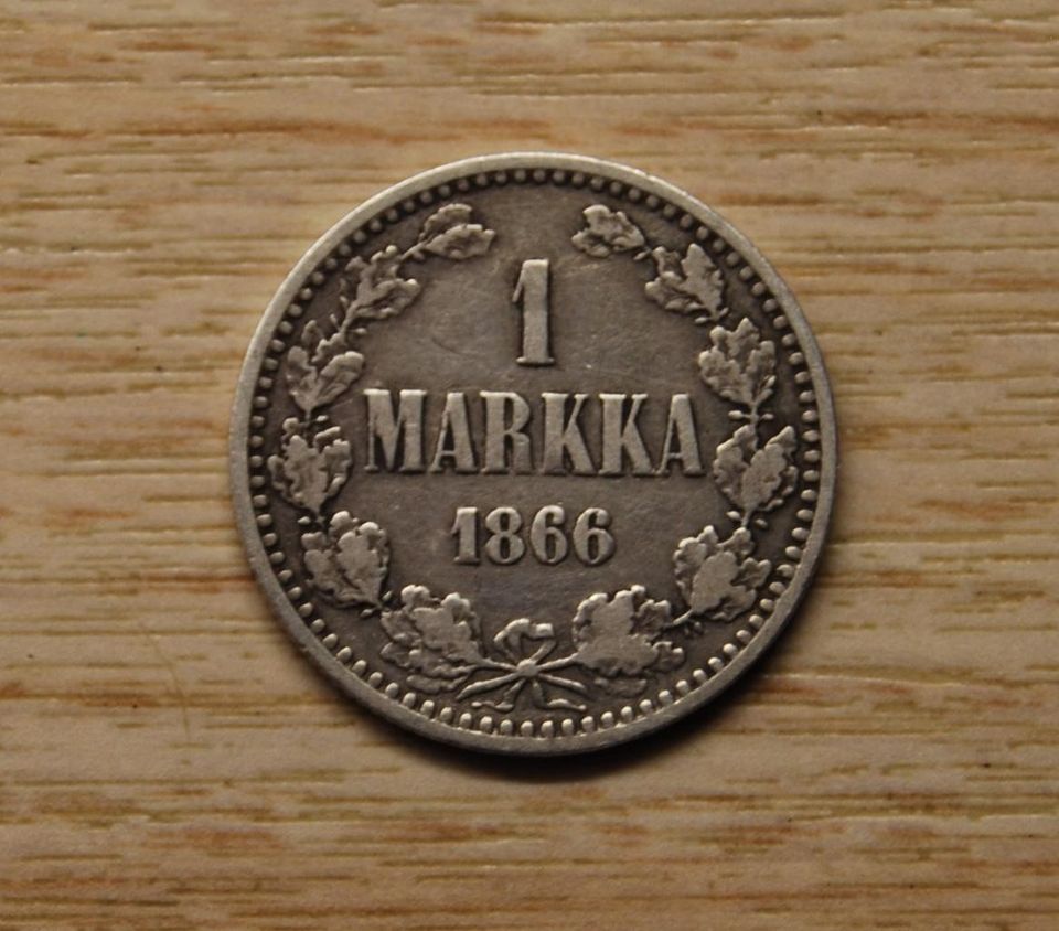 1 Markka 1866 Hopeaa Aleksanteri II