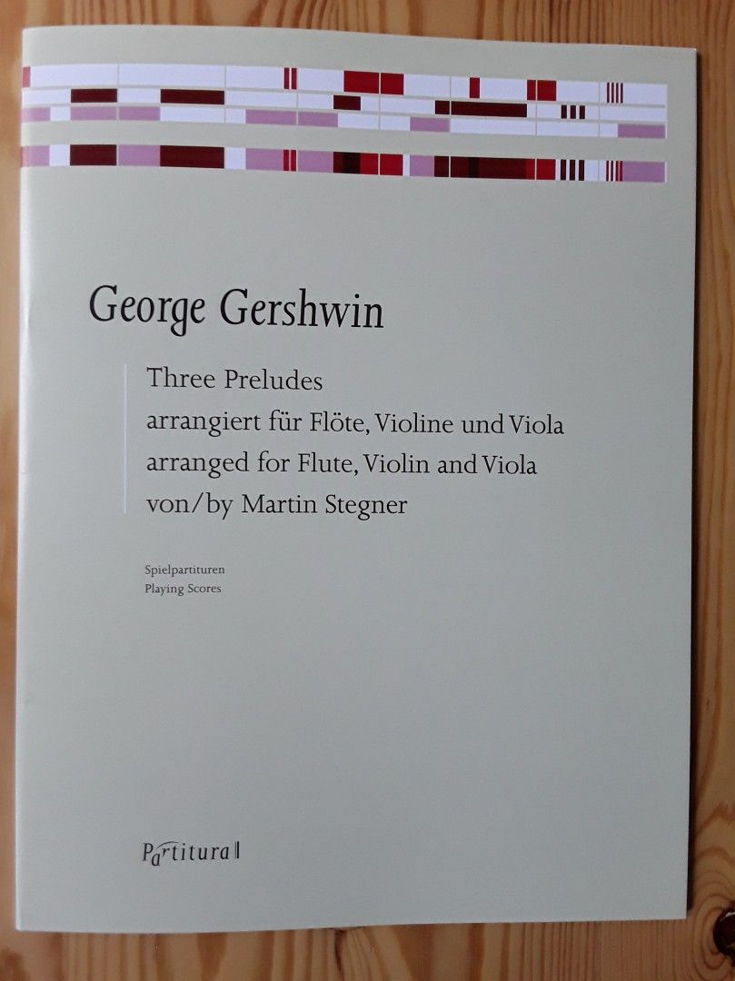 Nuotti: Gershwin: 3 Preludes, huilu, viulu, viola