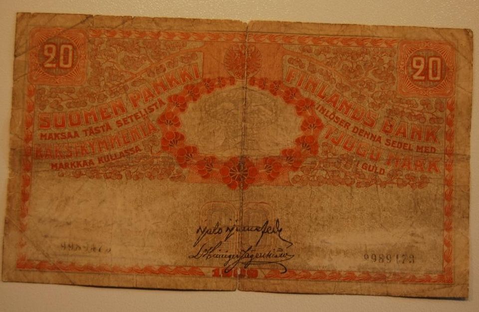 20 markkaa kullassa 1909