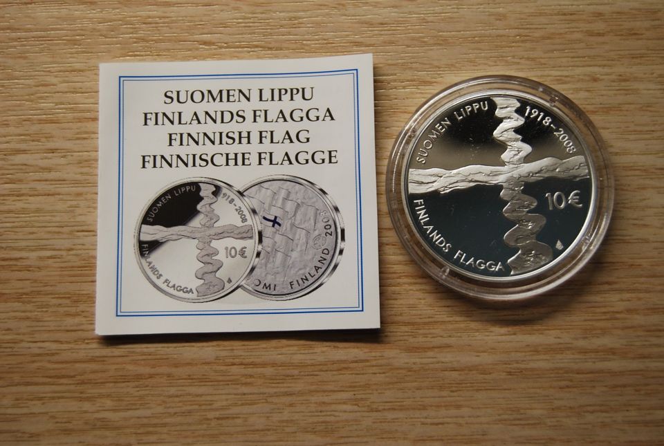 Suomi 2008 10 euro Suomen lippu HOPEA PROOF