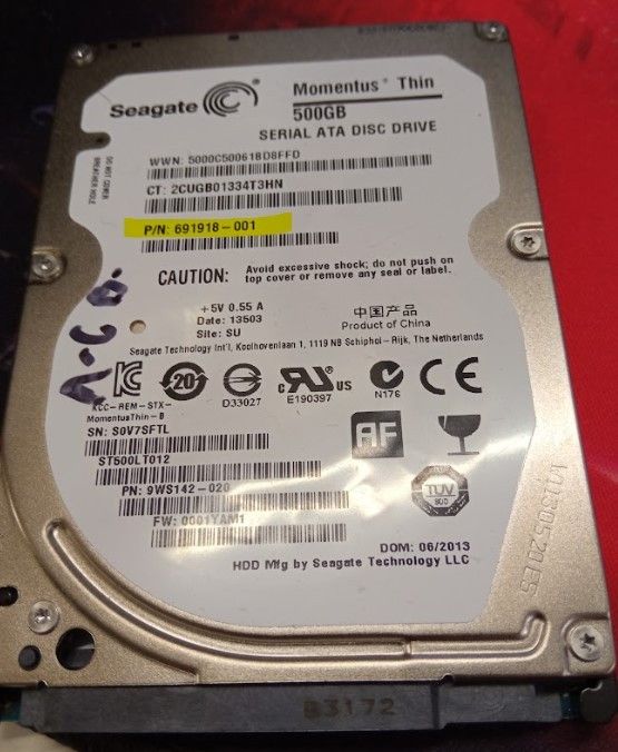 Seagate 2.5 hdd 500Gt Momentus Thin
