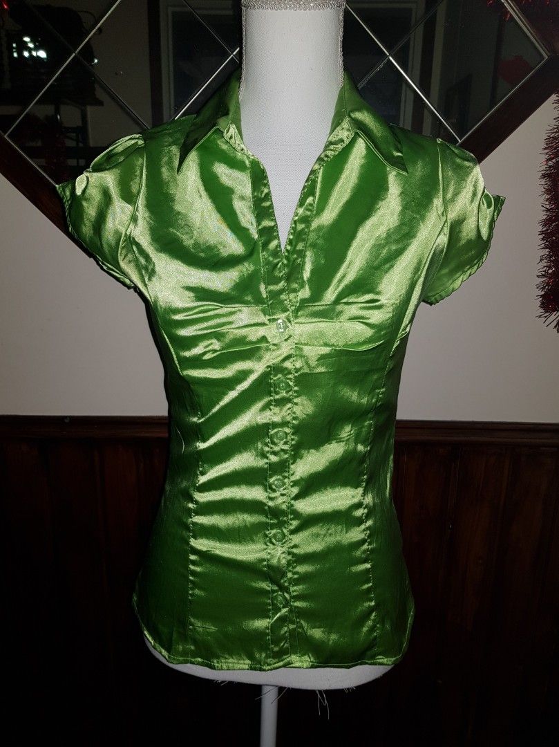Vihreä kiiltävä Reflex paita, kesäpaita XS