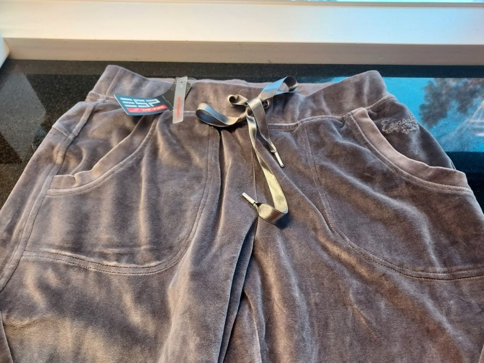 Esprit taupe harmaa rus. olohousut velour 44 uusi