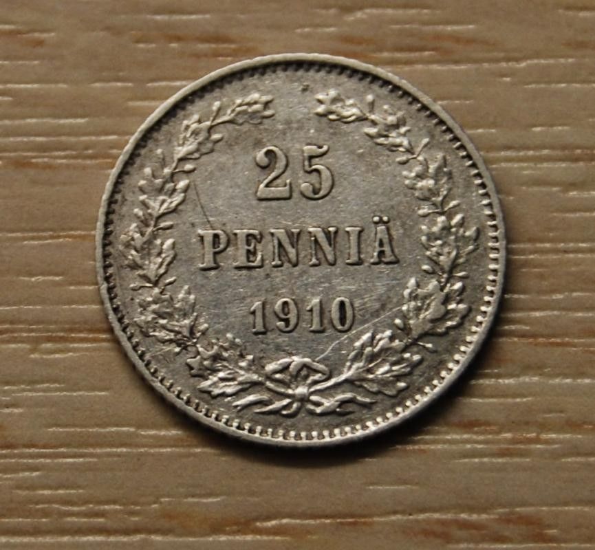 25 Penniä 1910 Hopeaa Nikolai II